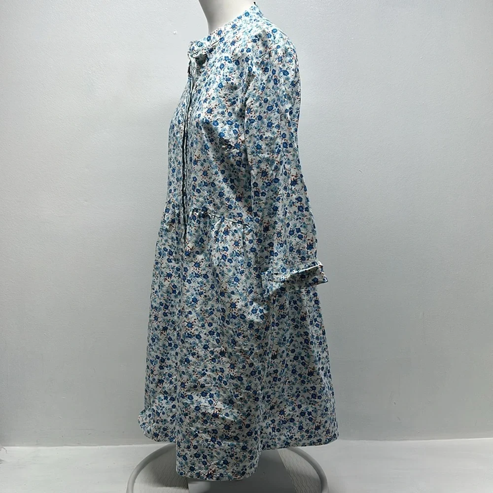 Tuckernuck Royal Shirt Dress Collared Bluebell Floral Ditsy Calico Blue Medium